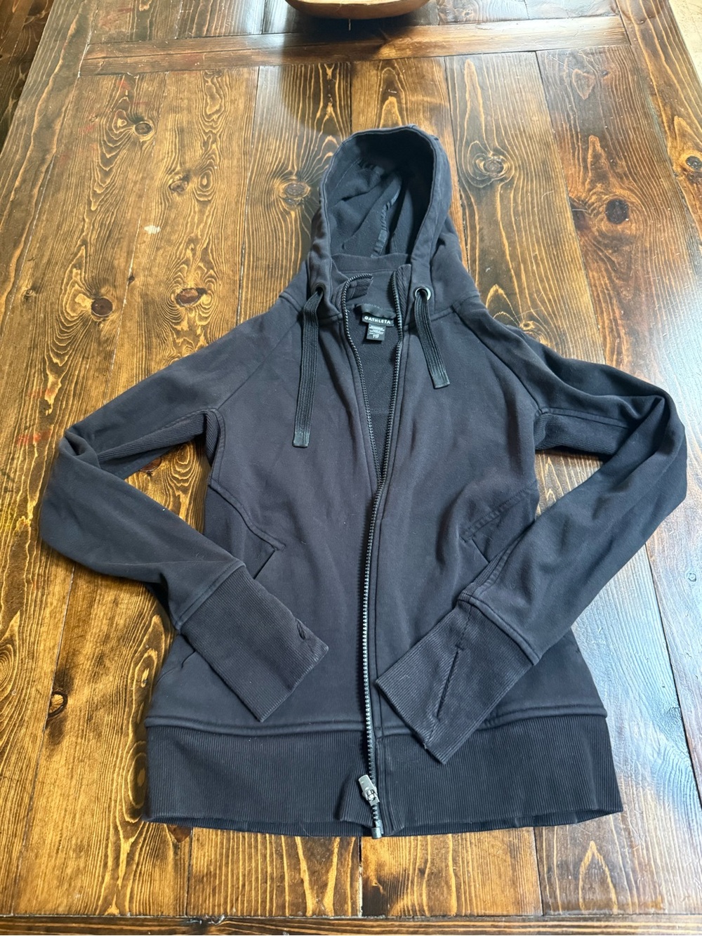 Athleta Black Full-Zip Hooded Jacket